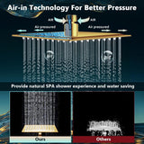 Shower Head Gold, Upgraded 12" Rain Shower Head with 12" Flexible Curved Show...