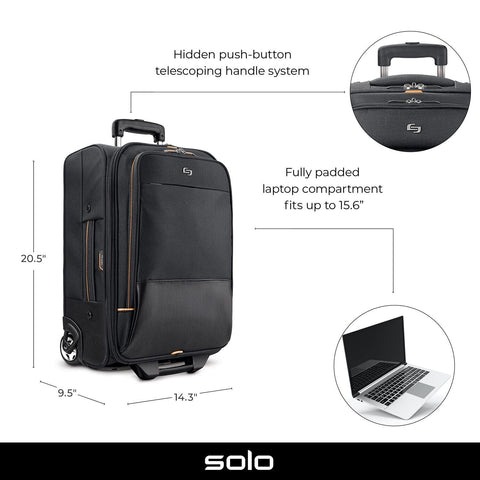 Solo New York Urban Rolling Overnight Case and Laptop Bag, Black, One Size