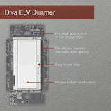 Lutron DVELV-300P-BL Diva 300-Watt Single Pole Electronic Low-Voltage Dimmer,...