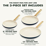 GreenPan Reserve 8" 10" and 12" 3 Piece Frying Pan Skillet, Twilight Blue