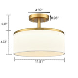 Modern LED Brass Gold Ceiling Light Fixture Dimmable 3000K-5500K Semi-Flush M...