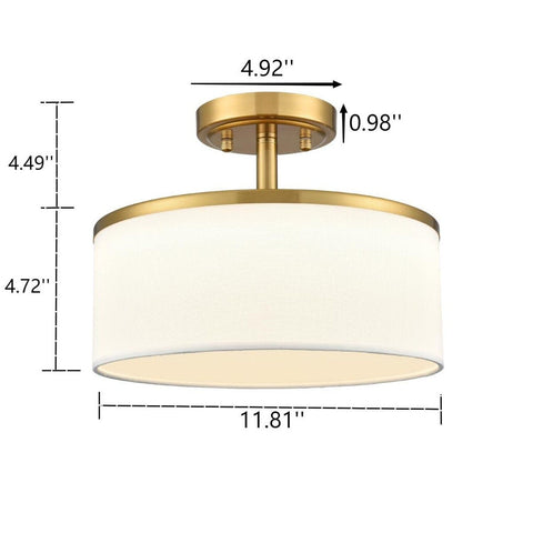 Modern LED Brass Gold Ceiling Light Fixture Dimmable 3000K-5500K Semi-Flush M...