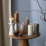 Bolsius Rustic Pillar Candle - Shimmer Gold - Pack of 4 - Long Burning Time o...