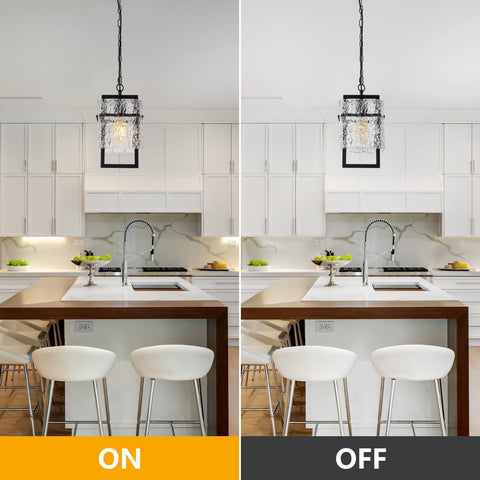 Modern Black Pendant Lights Kitchen Island, Crystal Kitchen Island Lighting w...