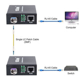 ipolex A Pair of Bidi Gigabit Single-Mode LC Fiber to Ethernet Media Converte...