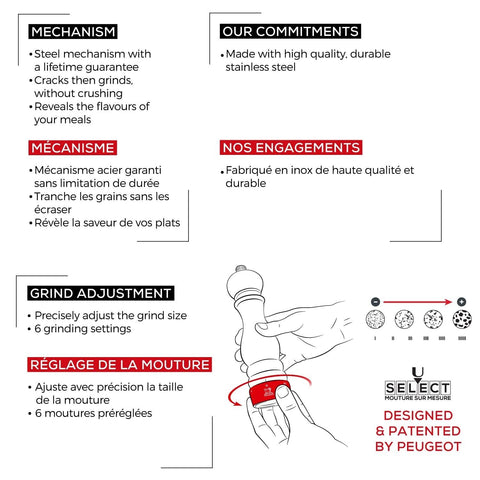 Peugeot - Paris Chef u'Select Manual Salt Mill - Adjustable Grinder - Stainle...