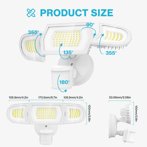 Olafus 100W LED Security Light Motion Sensor Outdoor Light, Motion Flood Ligh...