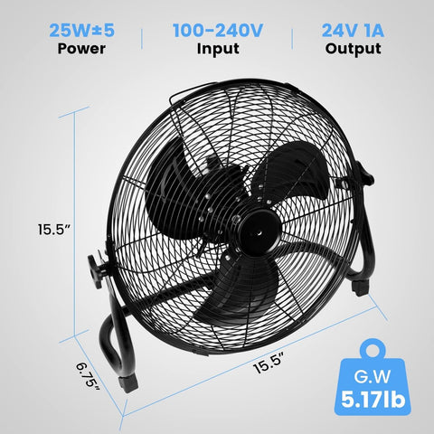 Simple Deluxe 12 Inch Battery Operated Floor Fan, Rechargeable Powered High V...