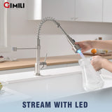 GIMILI Kitchen Faucet with Sprayer Modern Single Handle Pull Down Sprayer Bru...