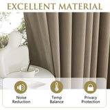 StangH Extra Wide Camel Beige Curtains for Living Room, Super Soft Velvet Roo...