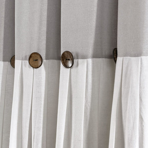 Lush Decor Linen Button Window Curtain Panel, Single, 100" W x 84" L, Gray & ...