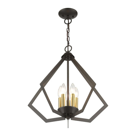 Livex Lighting 40925-91 Prism 5 Light Chandelier, 20" x 20" x 19.5", Brushed ...