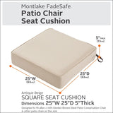 Classic Accessories Montlake Water-Resistant 25 x 25 x 5 Inch Outdoor Seat Cu...