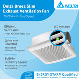 BreezSlim Exhaust Bath Fans - SLM70D - 70 CFM with Dual Speed