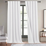 KGORGE White Faux Linen Curtains 96 inches Long, Pinch Pleated Thick Linen We...