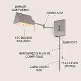 JONATHAN Y JYL6015C Arlo 22" 1-Light Single Swing Arm Plug-in/Hardwired Iron ...