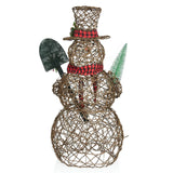 Alpine Corporation CHT922 47" Rattan Snowman with Shovel & Scarf Decor, 60 Wa...