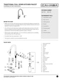 CAHABA CA6111SS Single Handle Pull Down Faucet with Soap Dispenser, Brushed N...