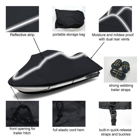 Upgraded Fade and Crack Resistant Trailerable Jet Ski Cover, Heavy-Duty Water...