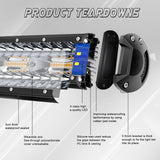 23 Inch 144W LED Light Bar White/Amber Flasing Strobe Light with Six Modes Dr...