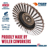 Weiler 51256 4-1/2"" Tiger Aluminum Flap Disc, Flat (Ty27), Phenolic Backing,...