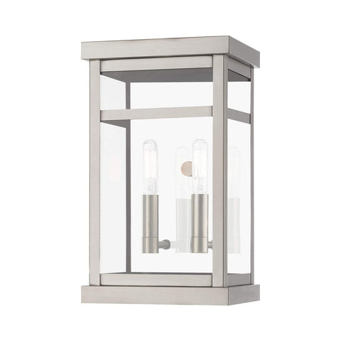 Livex Lighting 20702-91 Hopewell 2 Light Outdoor Wall Lantern, Brushed Nickel