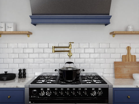Anzzi Wall Mount Pot Filler Faucet, Double Joint Swing Arms, Single Hole, Sol...