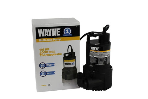 Wayne 57719-REL1 RUP160 1/6 HP Oil Free Submersible Multi-Purpose Water Pump,...
