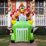 Joiedomi 8 FT Inflatable Turkey Driving Car Decoration with Built-in LEDs, Bl...