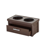 ECOFLEX Piedmont 2-Bowl Dog Diner with Storage Drawer -Russet Russet