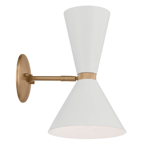 Kichler Phix 13.5 Inch 2 Light Wall Sconce in Champagne Bronze with White