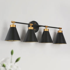 classy leaves Bathroom Light Fixtures, 4 Light Black Gold Bathroom Vanity Lig...