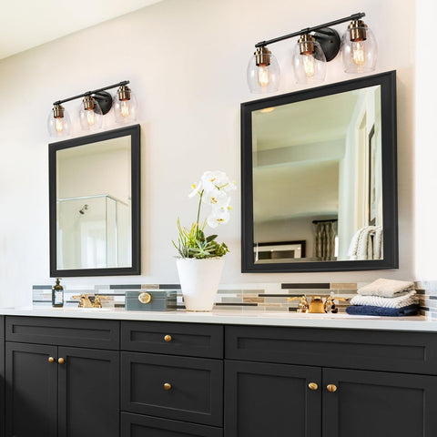 classy leaves Bathroom Vanity Light Fixtures, 3 Light Black Gold Vanity Light...