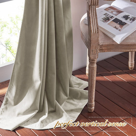 NICETOWN Camel Velvet Curtains 108" Length for Bedroom Living Room, Room Dark...