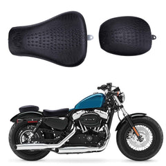 Black Crocodile Motorcycle Front Driver Solo Seat+Rear Passenger Pillion Pad ...