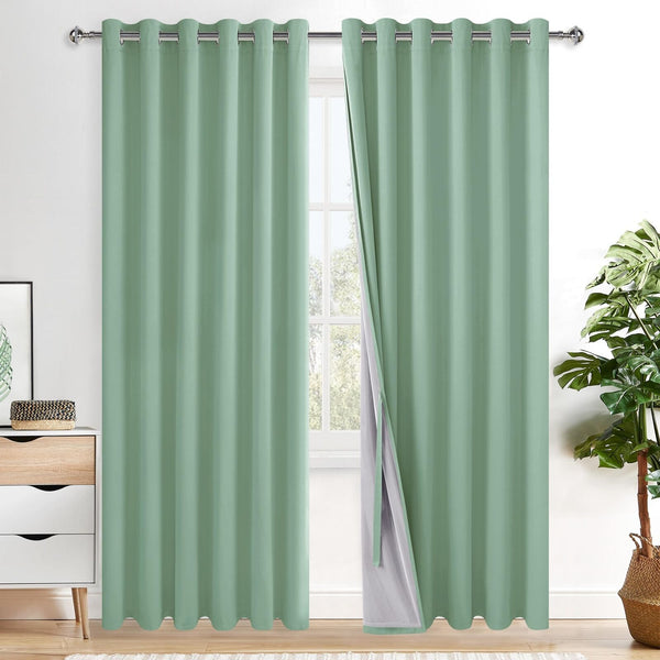 XWZO 100% Blackout Curtain 84 Inches Length 2 Panels Set - Extra Wide Thermal...