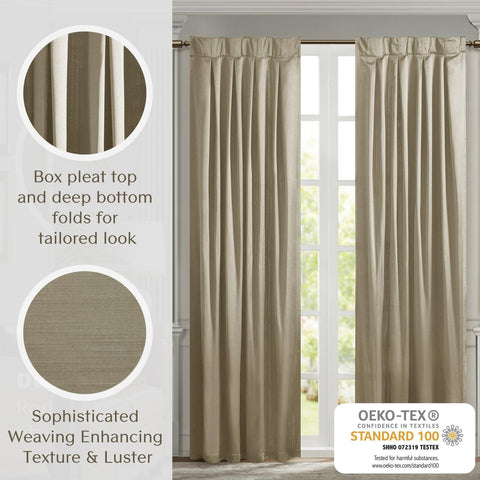 Satin Window Curtain Single Piece Luxurious Curtain for Living Room Window, L...