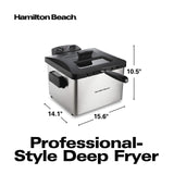 Hamilton Beach Professional Style Electric Deep Fryer, Lid with View Window, ...