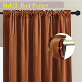 Timeper Burnt Orange Velvet Curtains 90 inches 2 Panels, Light Blocking Curta...