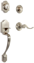 Amazon Basics Handleset with Shelby Lever - Single Cylinder Packs, Satin Nick...