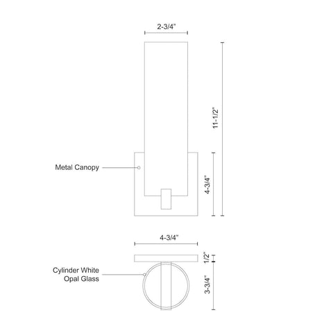 Kuzco Lighting Modern LED Wall Sconce in Chrome