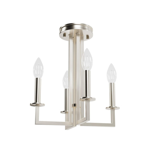 HUNTER - Bearden 4-Light Brushed Nickel, Small Chandelier, Dimmable, Candle S...