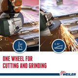 Weiler 58055 7" x 1/8" Tiger Zirc Type 27 Cut and Grind Combo Wheel, Z30T, 5/...