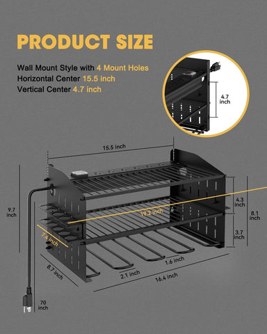 Power Tool Charging Station - 3 Layer Wall Mount Power Tool Organizer with Ch...