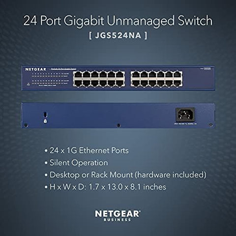 NETGEAR 24-Port Gigabit Ethernet Unmanaged Switch (JGS524) - Unmanaged, Black