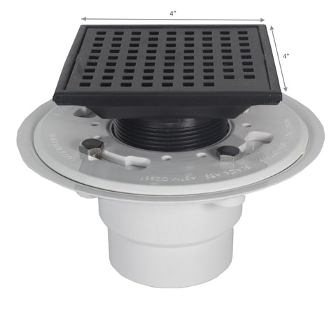 QM Square Shower Drain, Grate made of Stainless Steel Marine 316 and Base mad...