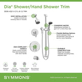 Symmons 3506-H321-V-CYL-B-1.5-TRM Dia 2-Handle Tub and 1-Spray Shower Trim wi...