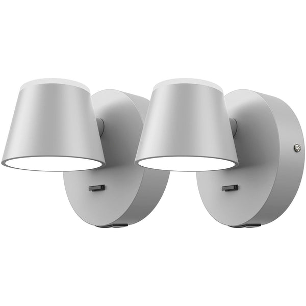 URSOLA Wall Light Set of Two, LED Wall Sconce with On/Off Switch USB Charging...