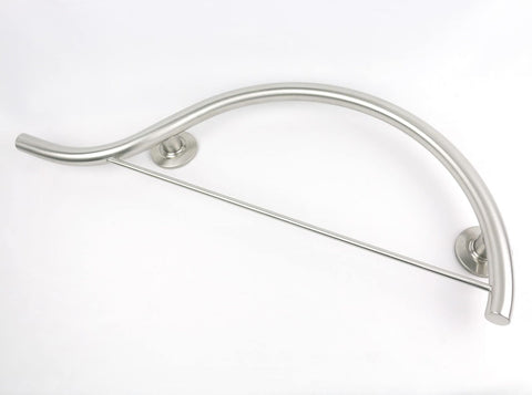 30-inch Designer Curved/Waved Bathroom Shower Grab Bar with Towel Bar, Left-H...