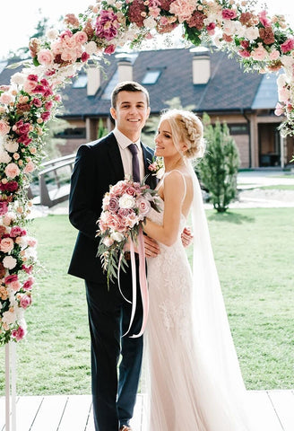 Ansofi 9" Dusty Rose Wedding Bouquets for Bride, Cascading Bridal Bouquet for...